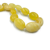 Milky Amber Big Nugget Beads Necklace 14k Gold Plated